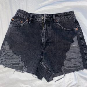 NWOT!! Topshop ripped A-line mom shorts in black